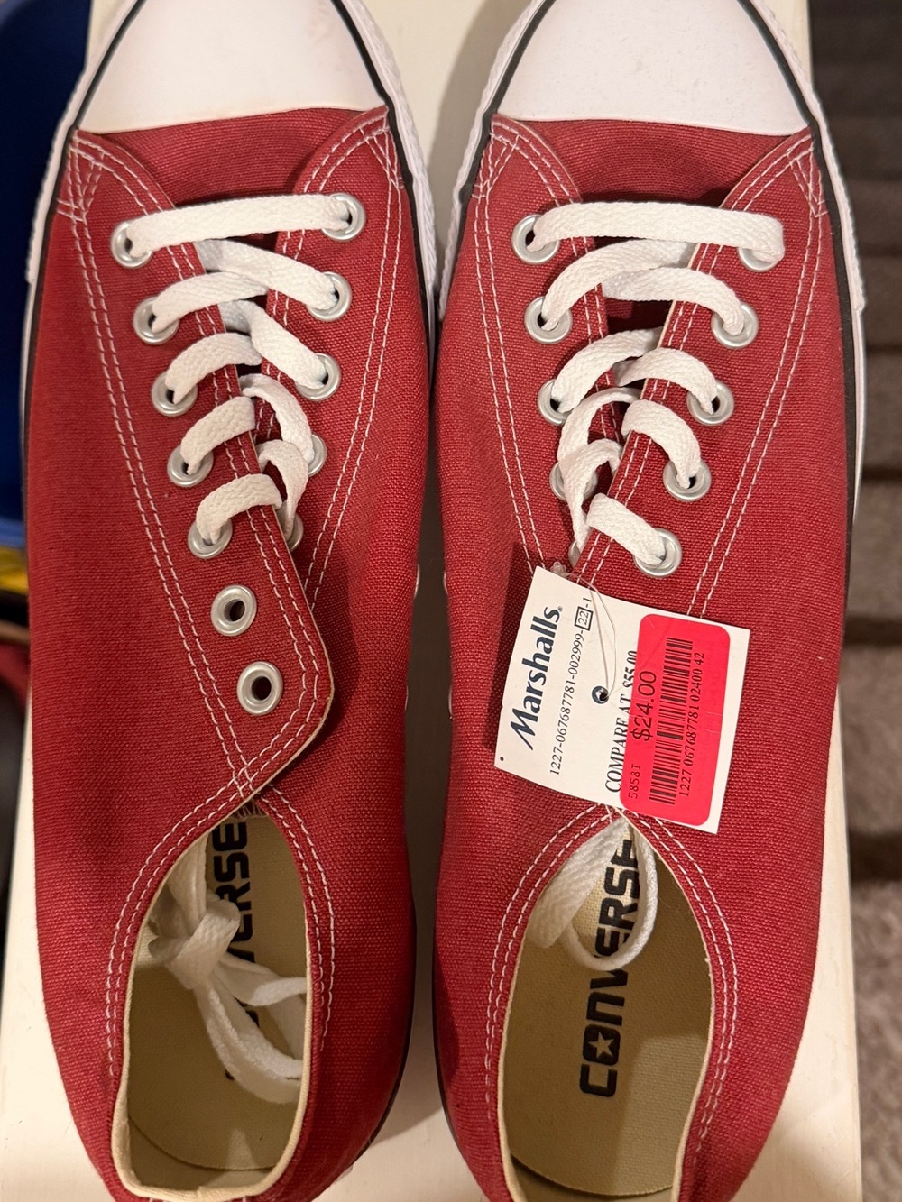 Converse Men’s Red Low-Top Canvas Sneakers with White Accents